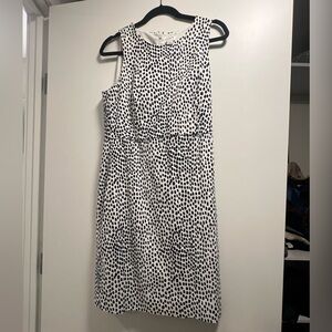 J. Crew Black and White Spotted Midi Dress